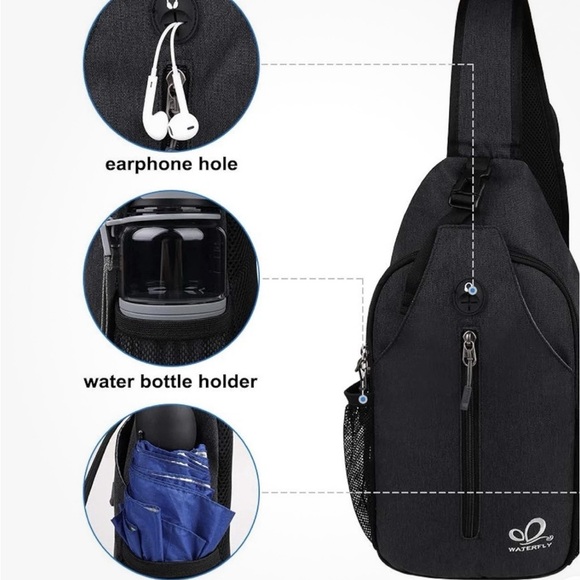 Bag Black Sling Bag  waterfly  New - Picture 2 of 6